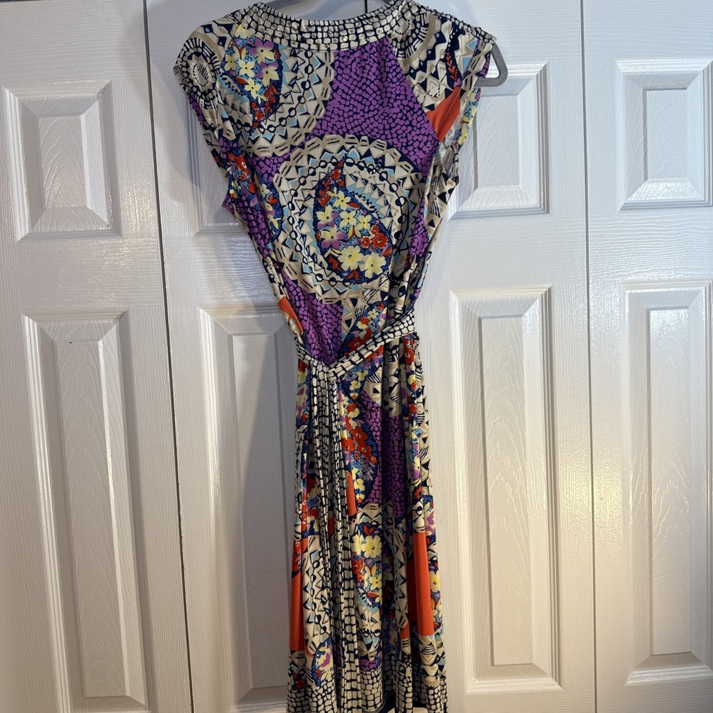 ECI New‎ York Size 10 Multi-Color Striped Sleeveless Sheath Dress Beaded - Picture 9 of 15